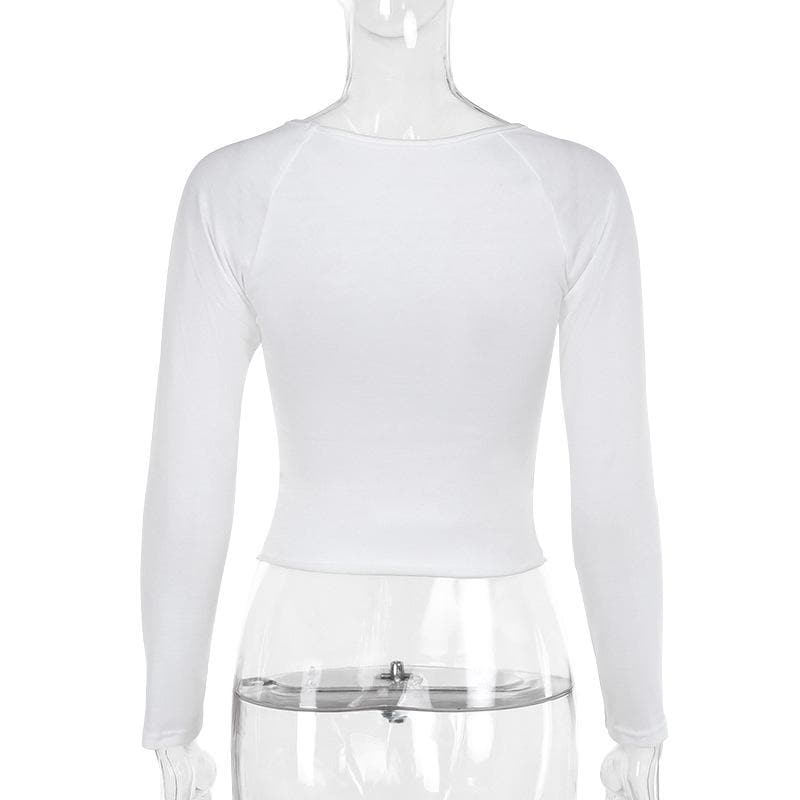 Women's "WET" Graphic Long Sleeve Crop Top - Trendy Fall Statement Piece