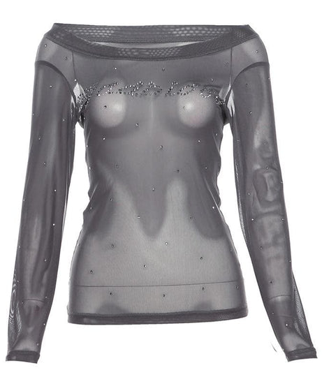 Sparkle & Sheer Off-Shoulder Top: Your Daring Fall & Holiday Statement Piece