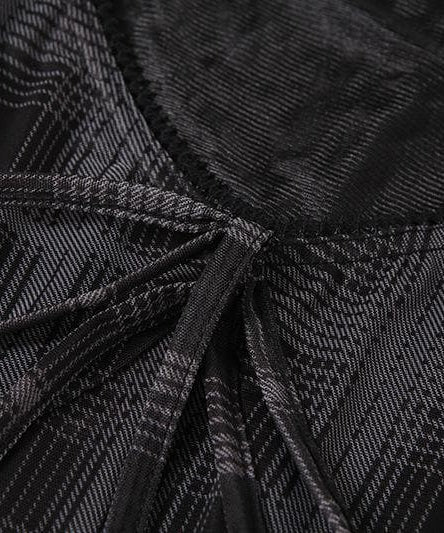 Chic Blue Plaid Mesh Mini Dress - Y2K Babydoll Style for Fall