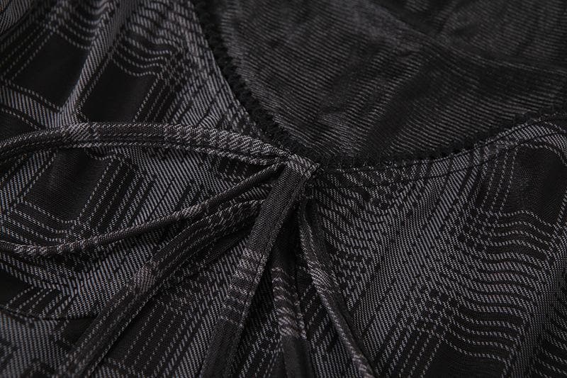 Chic Blue Plaid Mesh Mini Dress - Y2K Babydoll Style for Fall