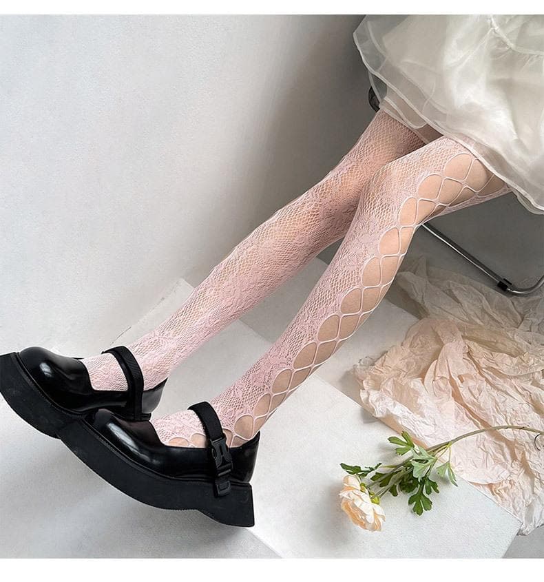 Gothic Glam Deconstructed Fishnet & Lace Tights – Fall Fashion & Halloween Must-Have