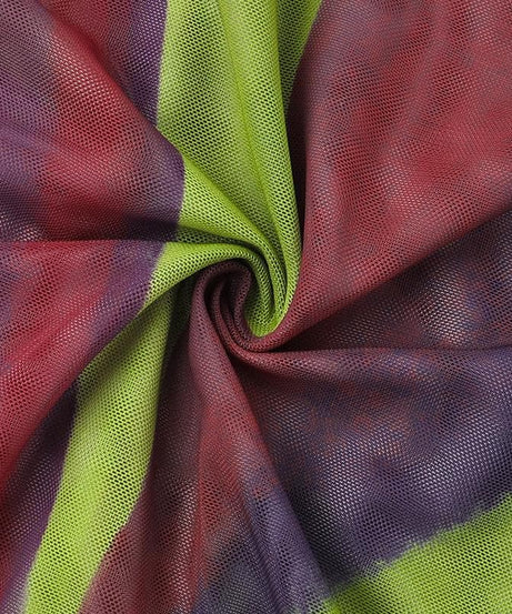 Sultry Plum & Olive Abstract Mesh Mini Dress with O-Ring Cutout | Fall Night Out