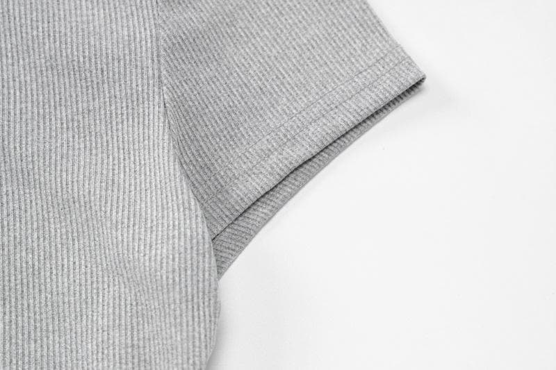 Effortless Fall Style: Cozy Heather Grey 2-Piece Cropped Tee & Wide-Leg Drawstring Pant Set