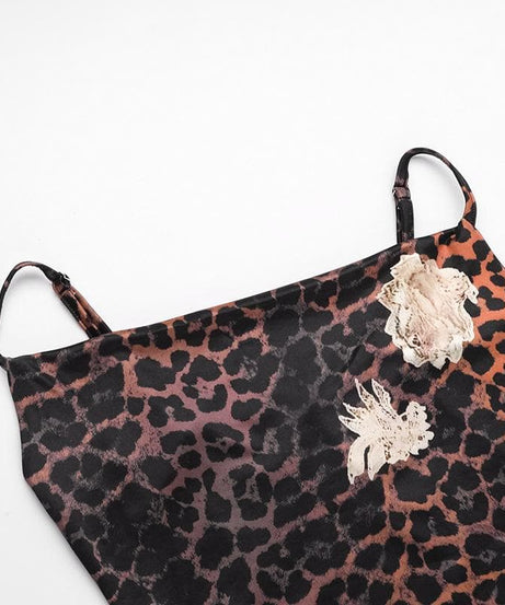 Chic Leopard & Gold Floral Slip Dress | Asymmetrical Cowl Neck Midi for Fall & Holiday Parties