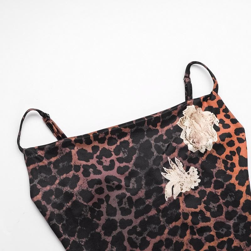 Chic Leopard & Gold Floral Slip Dress | Asymmetrical Cowl Neck Midi for Fall & Holiday Parties