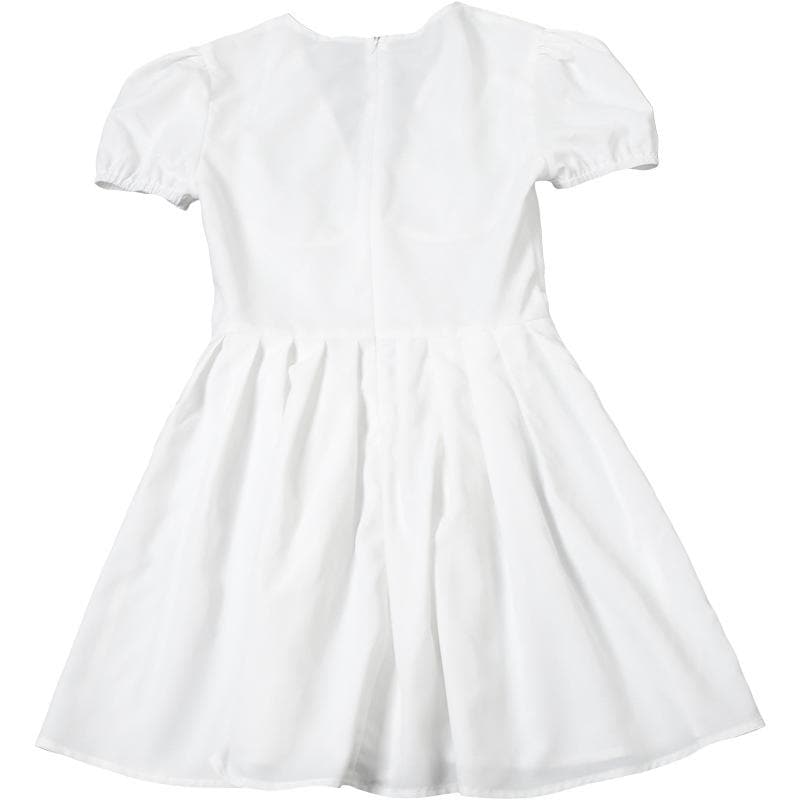 Coquette Fall Vibe: White Puff Sleeve Mini Dress with Sweetheart Tie-Front