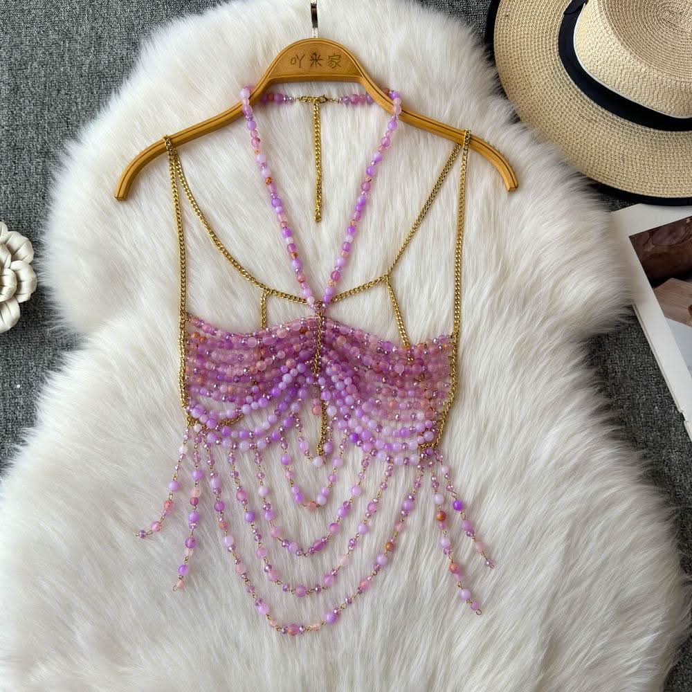 Emerald Dream Beaded Halter Top | Dazzling Resort & Festival Statement Piece for Women