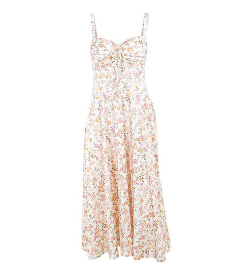 Romantic Floral Sweetheart Midi Dress - Chic Fall Transitional & Vacation Style