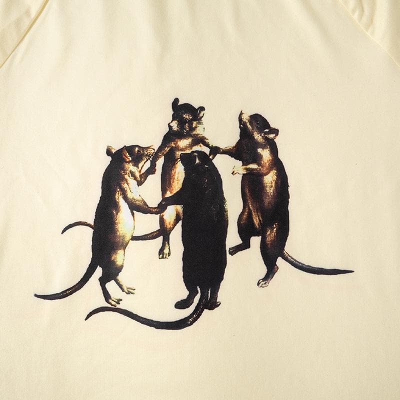 Whimsical Dancing Rats Graphic Crop Top - Unique Fall Fashion for Her