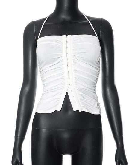 Glamorous Ruched Halter Crop Top – Your Chic Essential for Fall Parties & Nights Out