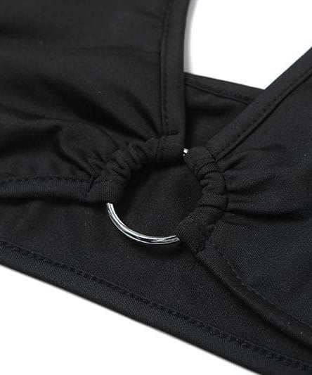 Siren Black O-Ring Cutout Halter Monokini | Statement Vacation & Party Bodysuit
