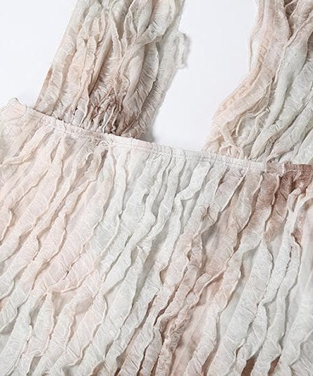 Ethereal Ruffle Halter Plunge Maxi Dress | Backless Resort & Destination Getaway Gown