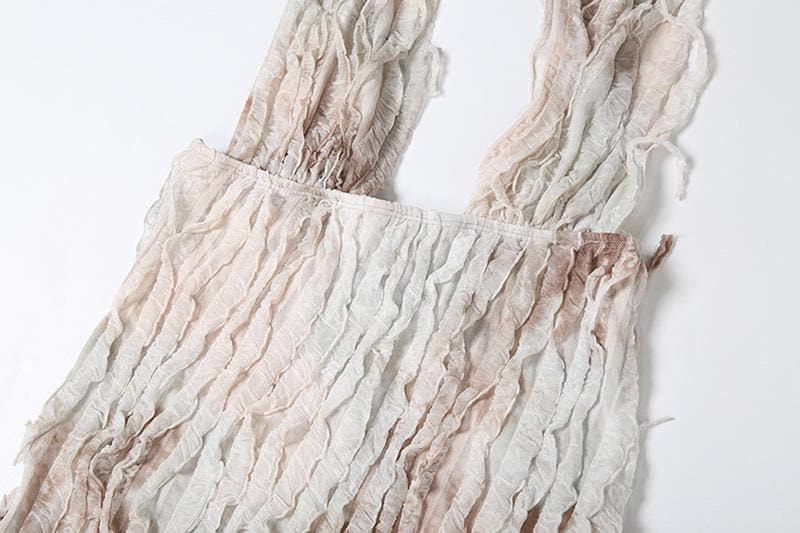 Ethereal Ruffle Halter Plunge Maxi Dress | Backless Resort & Destination Getaway Gown