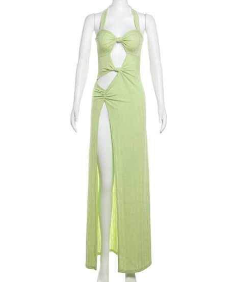 Stunning Halter Cutout Maxi Dress - High Slit & Ruched | Your Chic Winter Getaway Essential