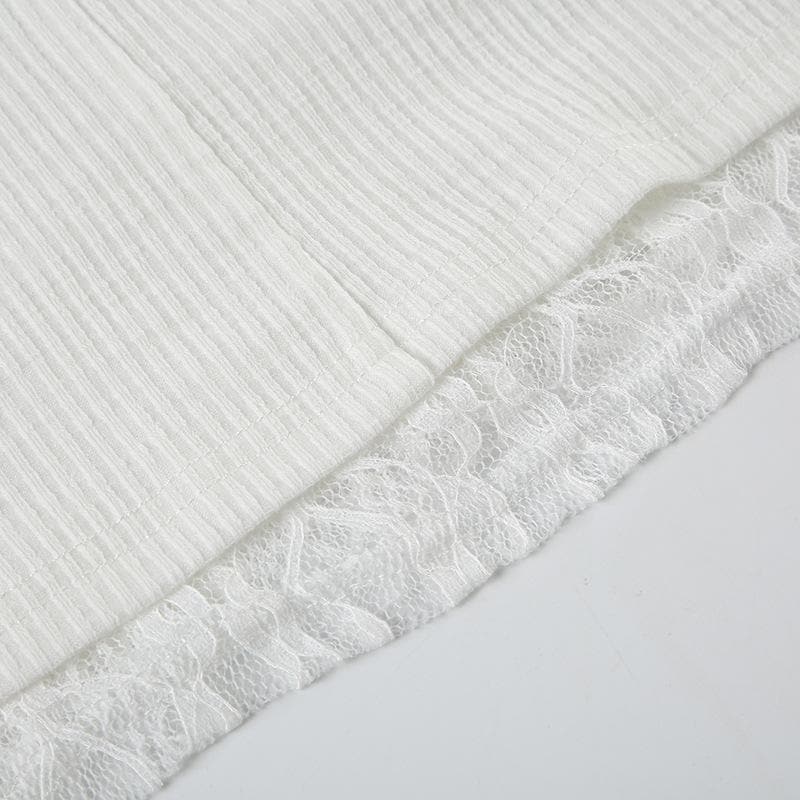 Effortless Fall Chic: Layered Off-Shoulder Ruched Top with Delicate Lace Trim