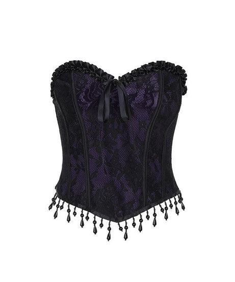 Dark Enchantress Purple Lace Corset Bustier Top - Halloween & Fall Goth Glamour