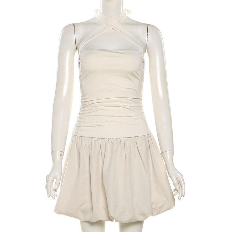 The 'It Girl' Barbie Pink Halter Mini Dress - Ruched & Ready for Fall Getaways & Parties