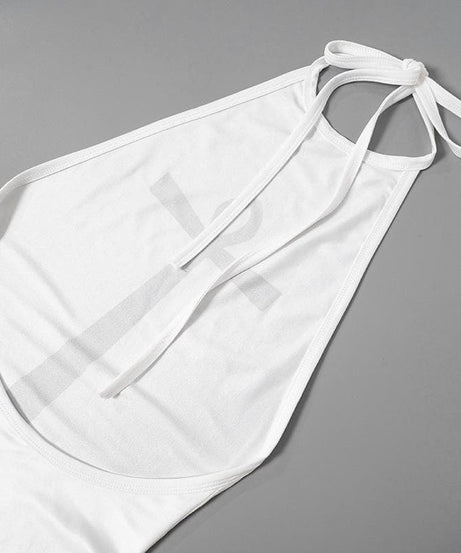 Mystic Ankh Tie Halter Mini Dress - Chic Backless Bodycon for Fall Parties