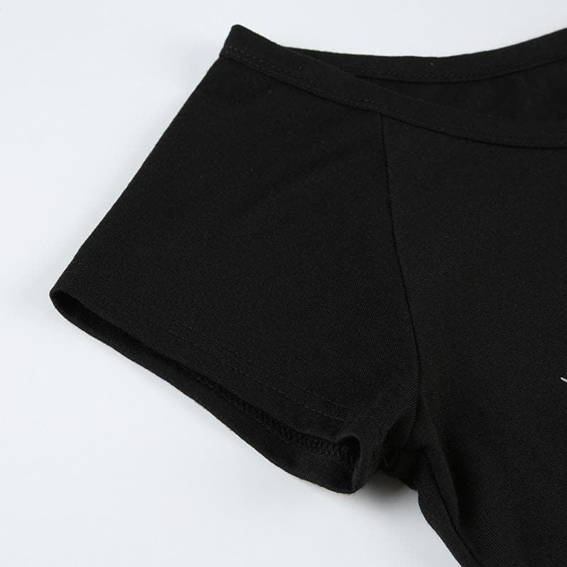 Women's Edgy Asymmetrical Graphic Tee | Fall Cotton Blend Top