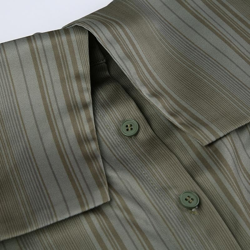 Elevated Fall Chic: Striped Off-Shoulder Button-Front Bell Sleeve Top