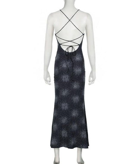 Stardust Glamour: Celestial Sparkle Cross-Back Maxi Dress | Holiday Party & NYE