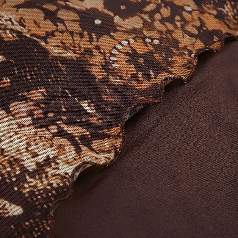 Chic Autumn Animal Print Asymmetrical Maxi Cami Dress - Effortless Fall Style