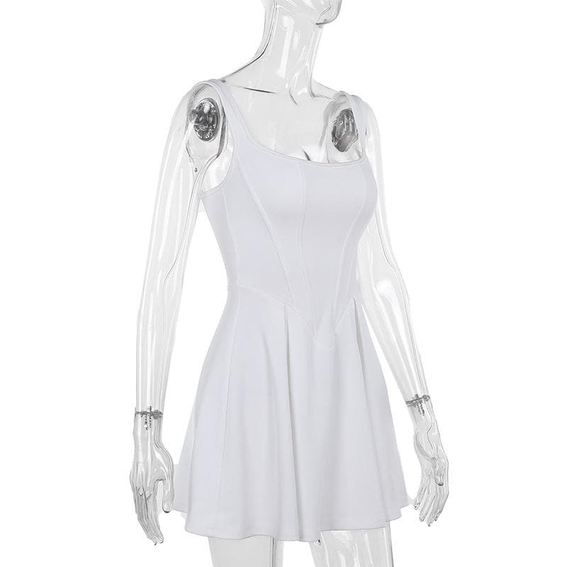 Chic White Square Neck Bustier Mini Dress - Fall Ready & Perfectly Versatile for Every Occasion