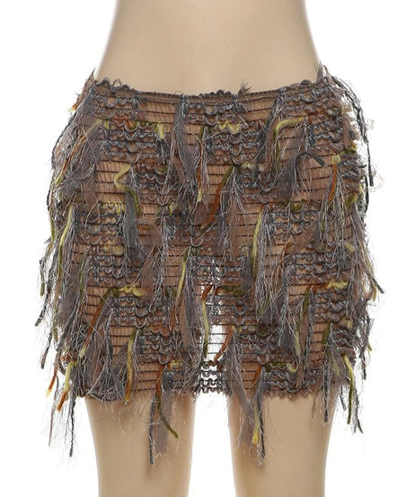Vibrant Fringe Mini Skirt | Stand Out Textured Tassel Style for Fall Parties