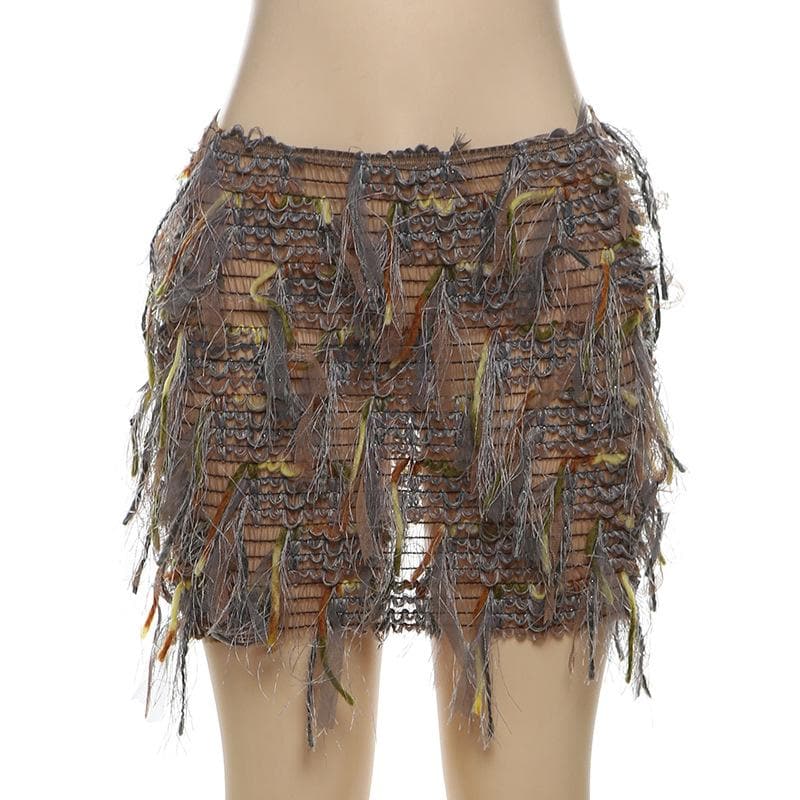 Vibrant Fringe Mini Skirt | Stand Out Textured Tassel Style for Fall Parties