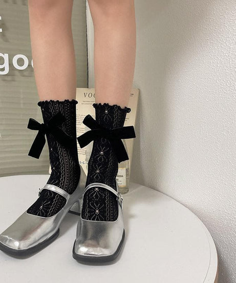 Coquette Chic Lace Ruffle Ankle Socks with Velvet Bows | Fall Fashion Trend