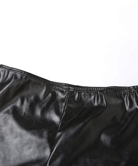 Fierce Faux Leather Lace-Up Corset Top & Shorts Set - Your Ultimate Fall & Halloween Party Look