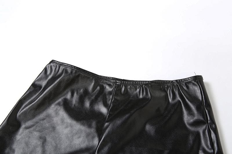 Fierce Faux Leather Lace-Up Corset Top & Shorts Set - Your Ultimate Fall & Halloween Party Look