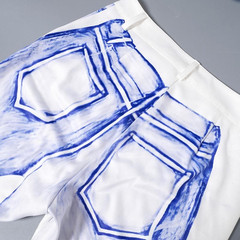 The Illusionist Sketch Print Flare Pants - Unique Art-Inspired Fall Fashion for Women