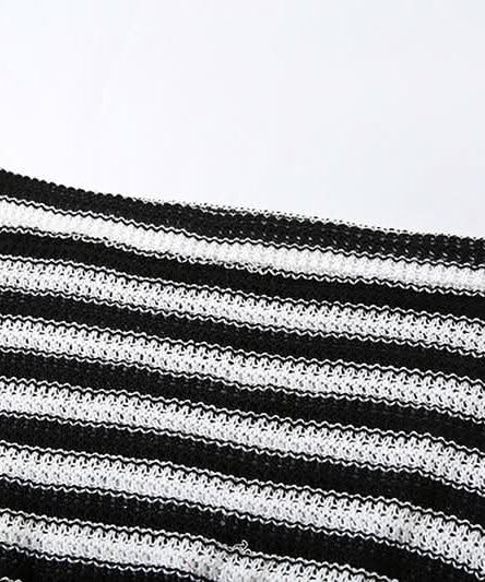 Fall Getaway Chic: Striped Knit Halter Top & Ruffle Mini Skirt Set