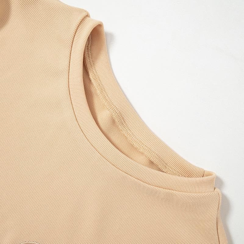 Cozy Fall Vibes: Women's Ribbed Knit Short Sleeve Top & Biker Shorts Set | Nude Athleisure Lounge Wear