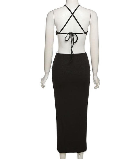 Sleek Halter Cutout Ribbed Midi Dress - Your Essential Fall & Holiday Party Statement