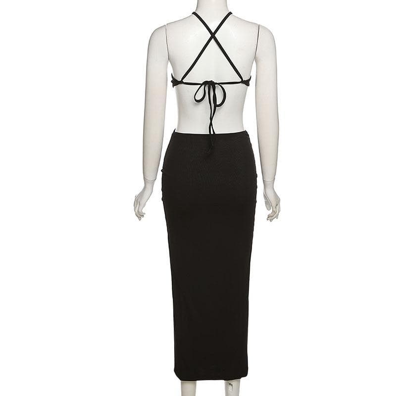 Sleek Halter Cutout Ribbed Midi Dress - Your Essential Fall & Holiday Party Statement