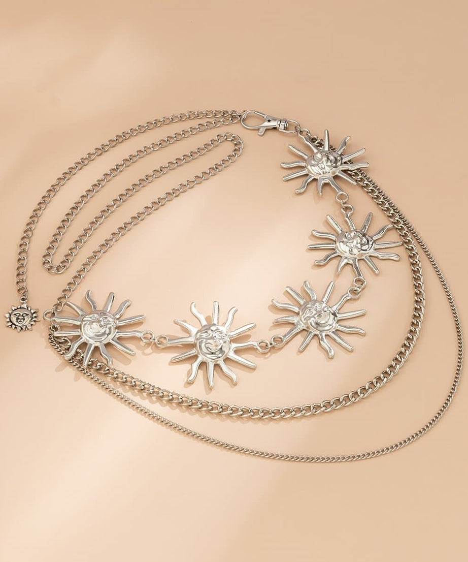 Boho Golden Sun Layered Waist Chain for Women | Celestial Body Jewelry
