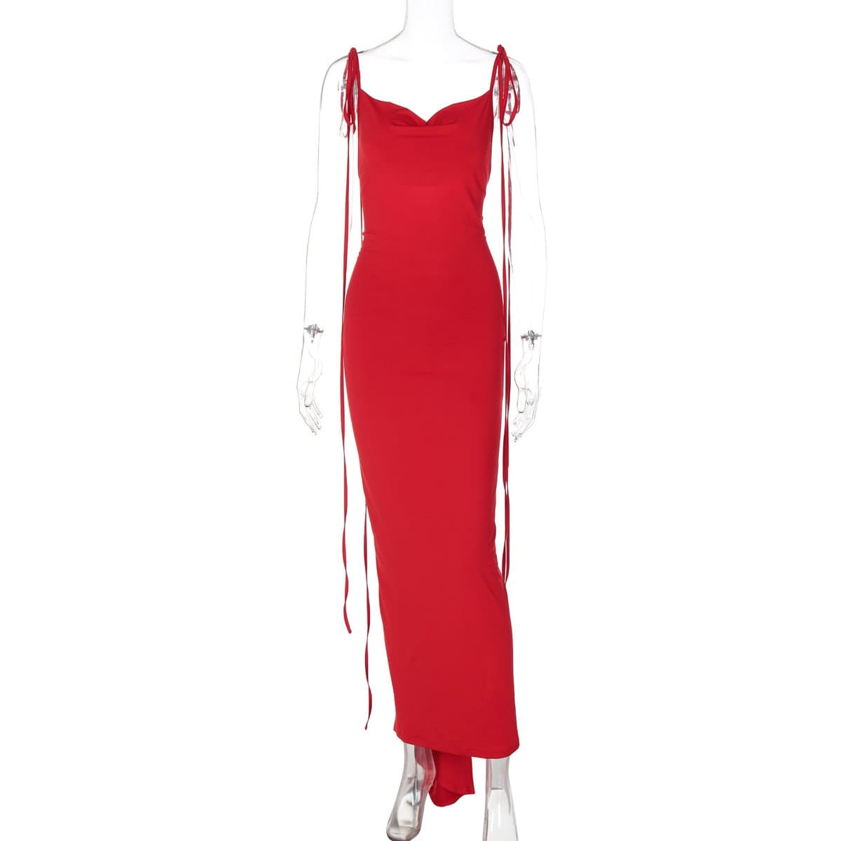 The Scarlet Rose Self-Tie Open Back Maxi Gown - Fall & Holiday Gala Ready