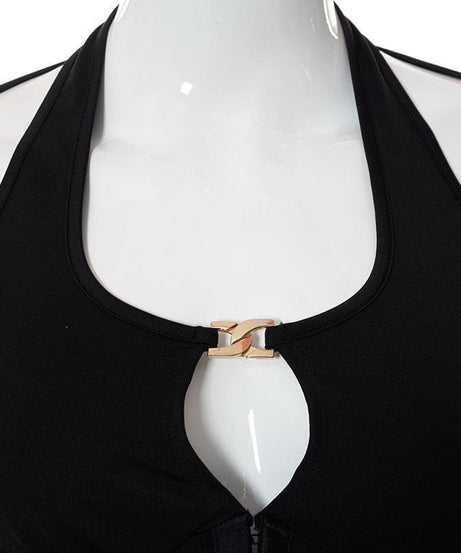 Dark Romance Halter Long Sleeve & Cutout Mini Skirt Set - Your Edgy Fall Night Out Look