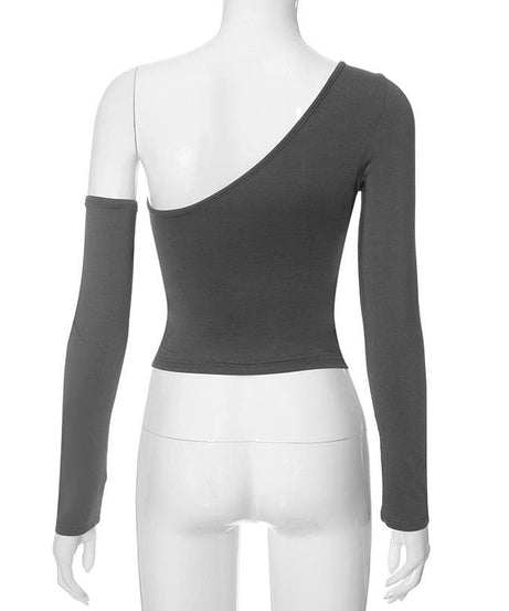 Rebel Chic One-Shoulder Cut-Out Top with Arm Warmer – Your Fall Party Statement