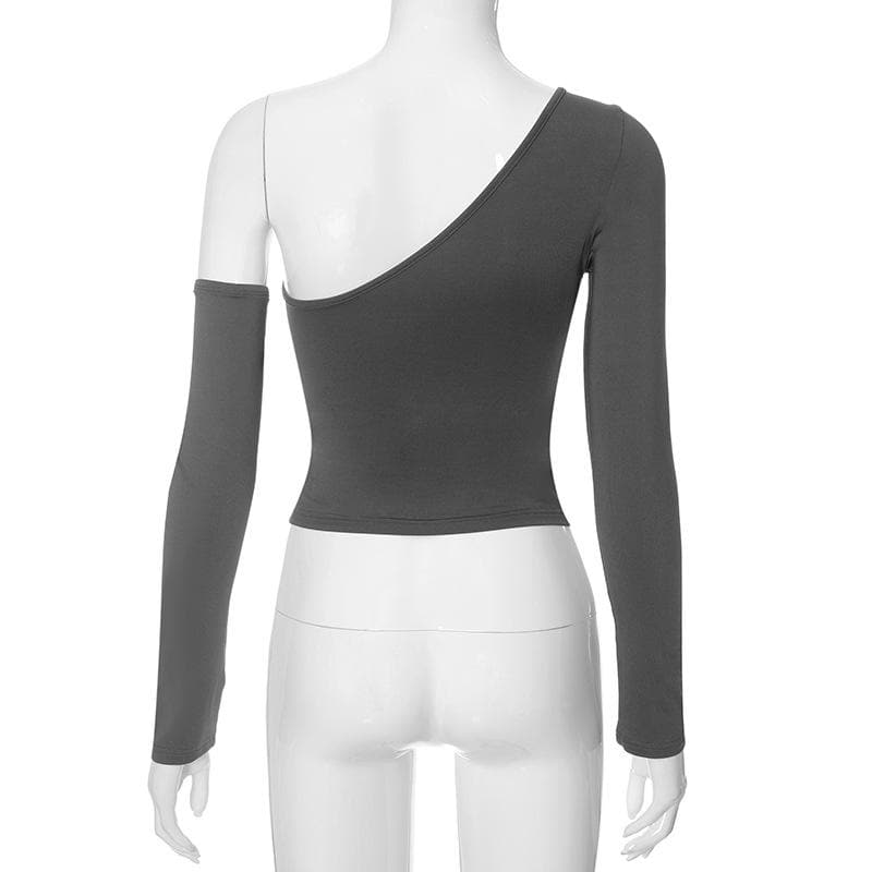 Rebel Chic One-Shoulder Cut-Out Top with Arm Warmer – Your Fall Party Statement