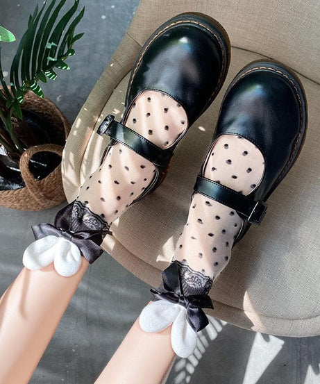 Chic Polka Dot Sheer Ankle Socks with Dainty Bows - Elevate Your Fall & Halloween Style