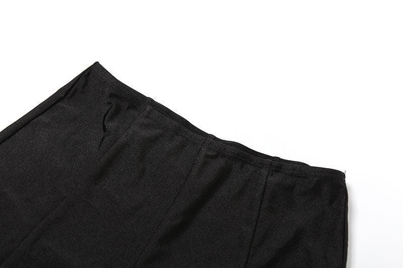 Chic Fall Athleisure: Black Ruched V-Neck Wrap Top & Leggings Set with Thumbholes