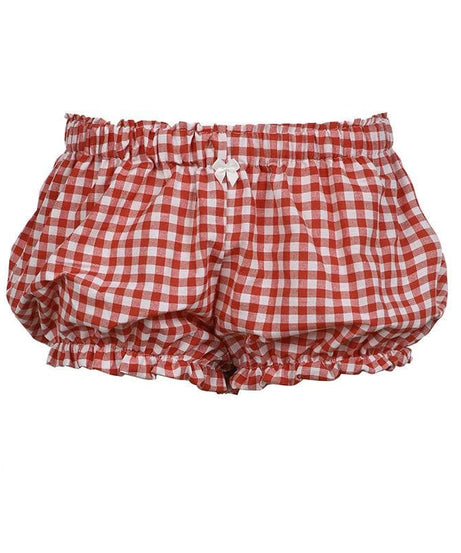Sweet & Cozy Red Gingham Ruffle Lounge Shorts with Bow - Effortless Fall Comfort