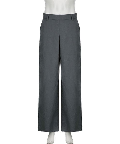 Women's Effortless Wide Leg Trousers - Dark Grey Fall Style with Stretch & Flattering Medium Rise