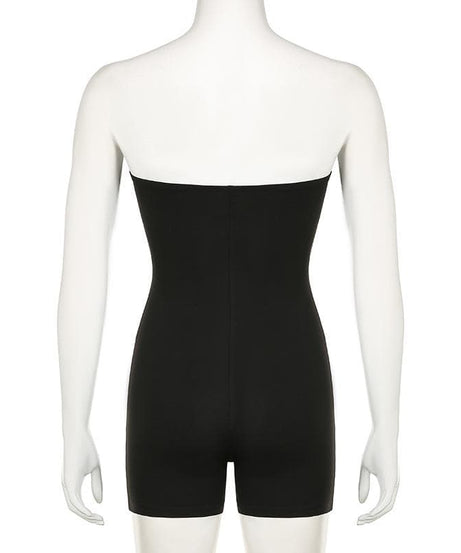 Slay the Scene: Edgy Dragon Print Strapless Romper - Your Ultimate Fall & Halloween Party Statement