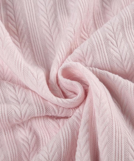 Sweetheart Pink Ribbed Knit Top - Chic Square Neck Long Sleeve with Ruffle & Bow Detail for Fall