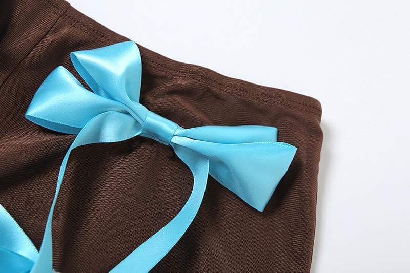 Coquette Dream Sheer Mesh Bow Tie Top & Pants Set | Y2K Fall Fashion