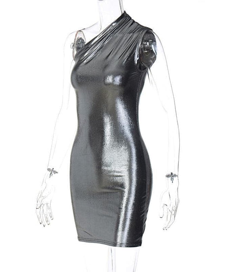Dazzling Metallic One-Shoulder Ruched Mini Dress - Your Ultimate Holiday & NYE Party Look